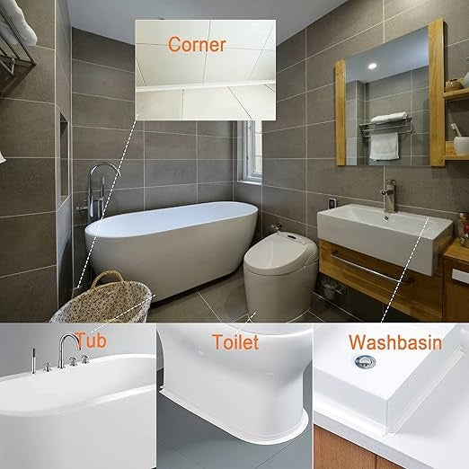 Bath & Kitchen Caulk Tape Sealant Strip, PVC Self-Adhesive Tub & Wall Sealing Tape, Shower Tile Sealer -2PCS-Selling On Temu Is Prohibited