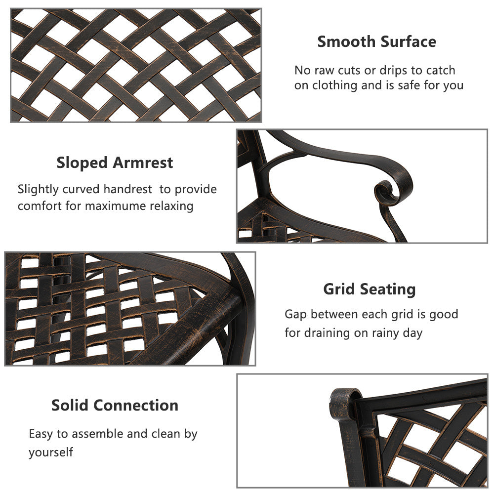 40.5-inch Outdoor Cast Aluminum Bench With Mesh Belt
