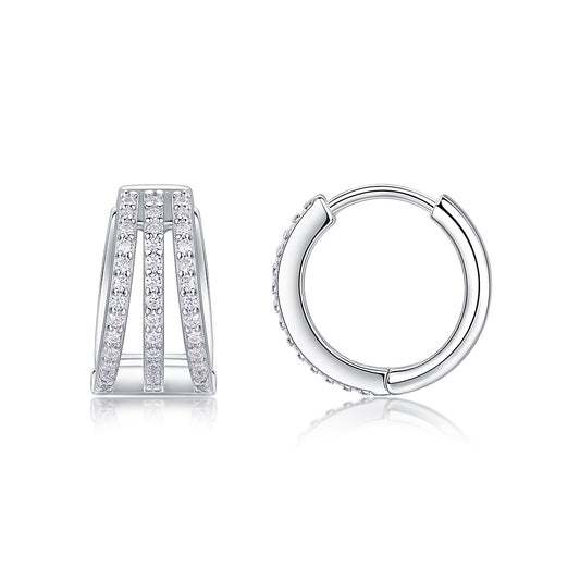 Human March Luxury Fashion Diamond Earrings Stud Inlaid With Mosan Diamond Silver Jewelry