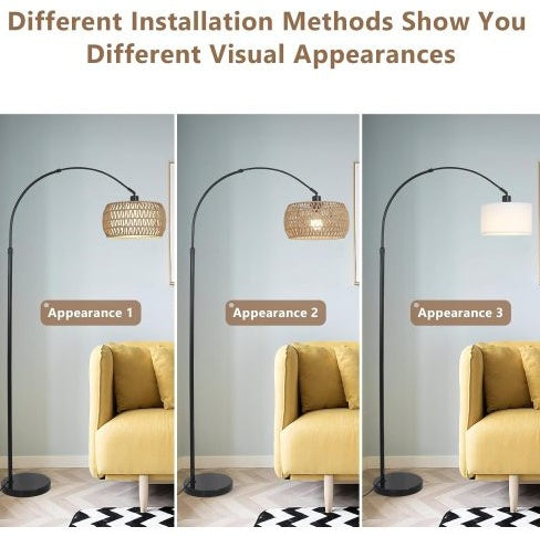 Simian Rattan Standing Lamp, 3 Color Temperature Adjustable Unavailable Platforms- Welfel