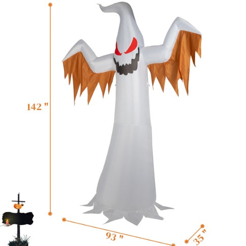 12ft 4pcs LED Lights Giant Scary Ghost Flames And Flashing Red Eyes Inflatable Halloween Decoration