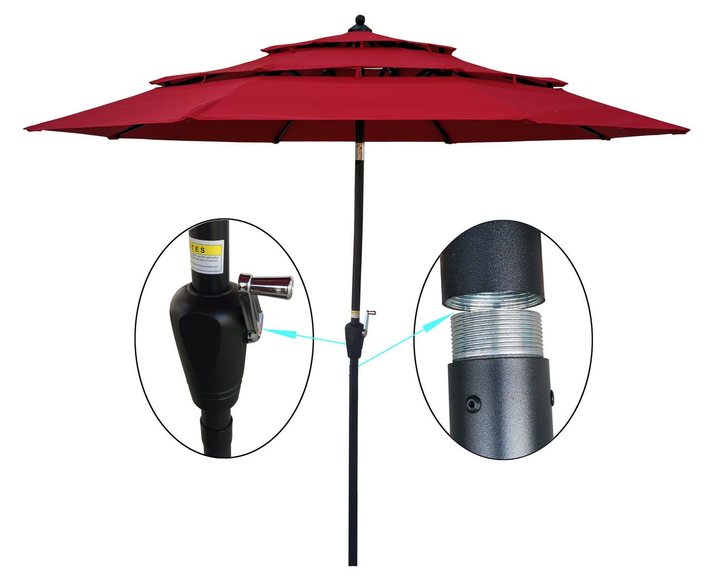9Ft 3 Tiers Outdoor Patio Umbrella with Crank and tilt and Wind Vents for Garden Deck Backyard Pool Shade Outside Deck Swimming Pool