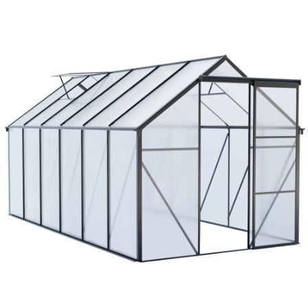 6x12 FT Polycarbonate Greenhouse Raised Base And Anchor Aluminum Heavy Duty Walk-in Greenhouses For Outdoor Backyard In All Season,Black