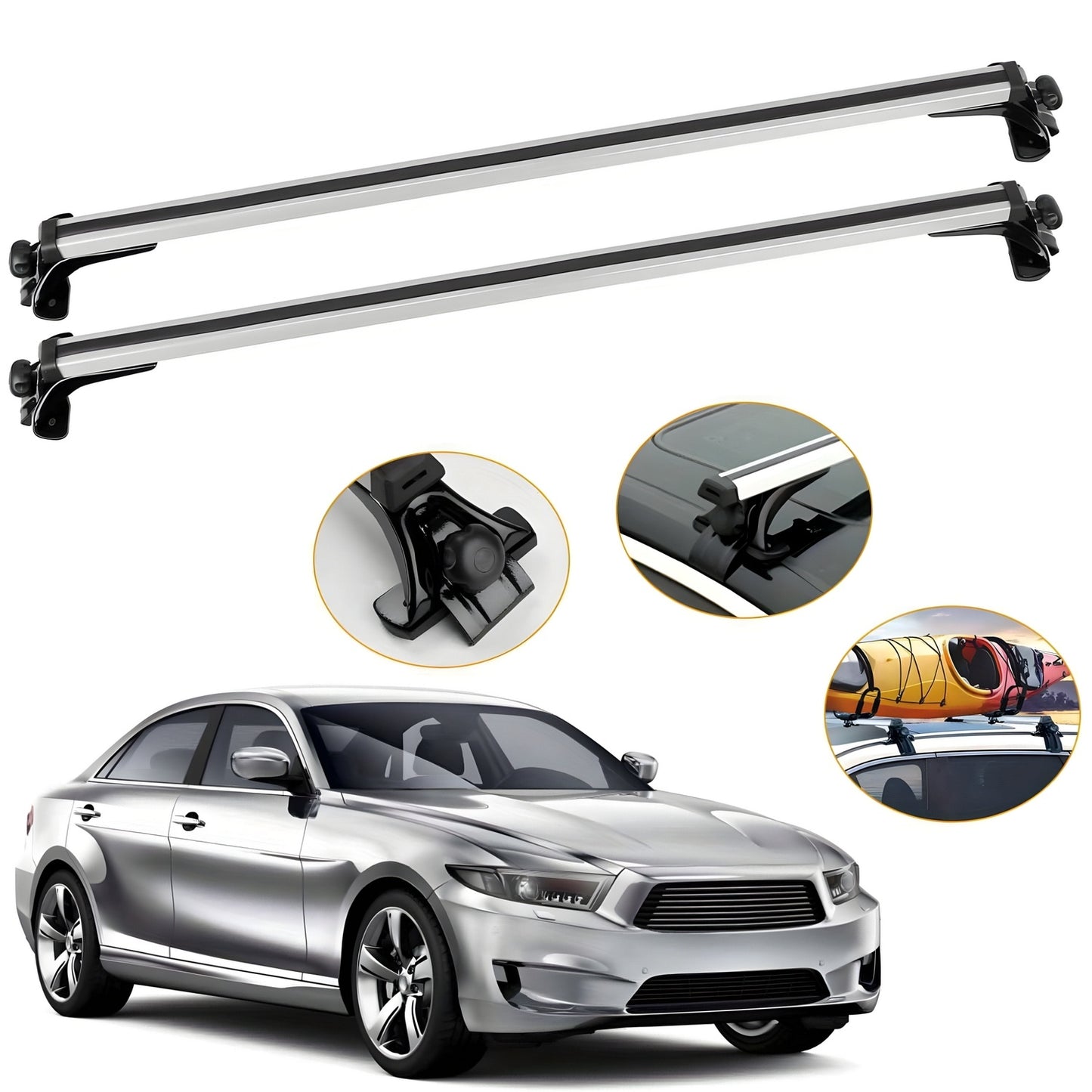 47.24 Inch Universal Roof Luggage Rack Crossbar Cargo Transport Vehicle Aluminum Crossbar Rack, Suitable For Most Trucks Without Roof Rails, Not Shipped On Weekends, Prohibited From Sale On Amazon