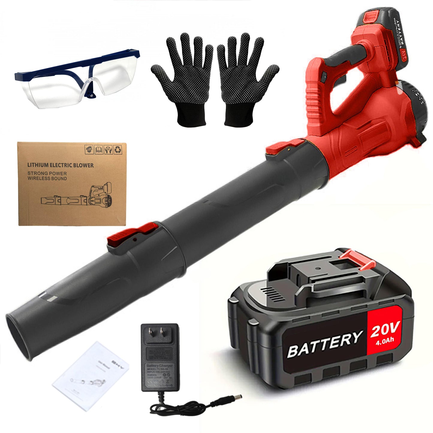 Cordless Leaf Blower 20V Electric Leaf Blower With4.0Ah Batteries And Fast Charger, Variable Speed, Turbo Mode, Battery Powered Handheld Leaf Blowers For Lawn Care And Clearance Yard Leaves