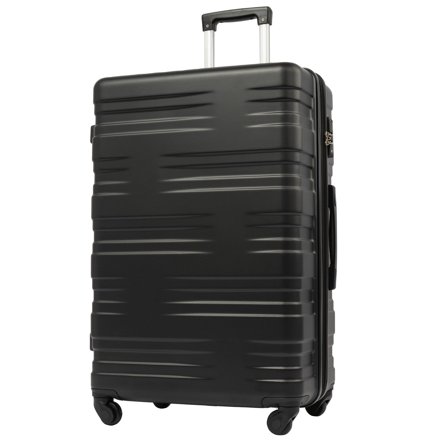 Hardshell Luggage Sets 3 Pcs Spinner Suitcase with TSA Lock Lightweight 20''24''28'' Black + ABS