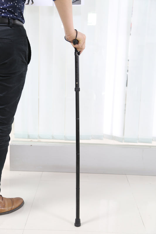 1Pc Walking Cane Aluminum Alloy Walking Stick Adjustable Folding Travel Hiking Stick Antislip