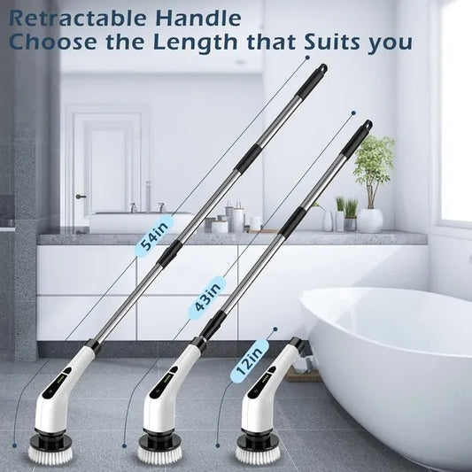 Electric Spin Scrubber Cordless Bath Tub Shower Cleaning Brush With 9 Replaceable Heads