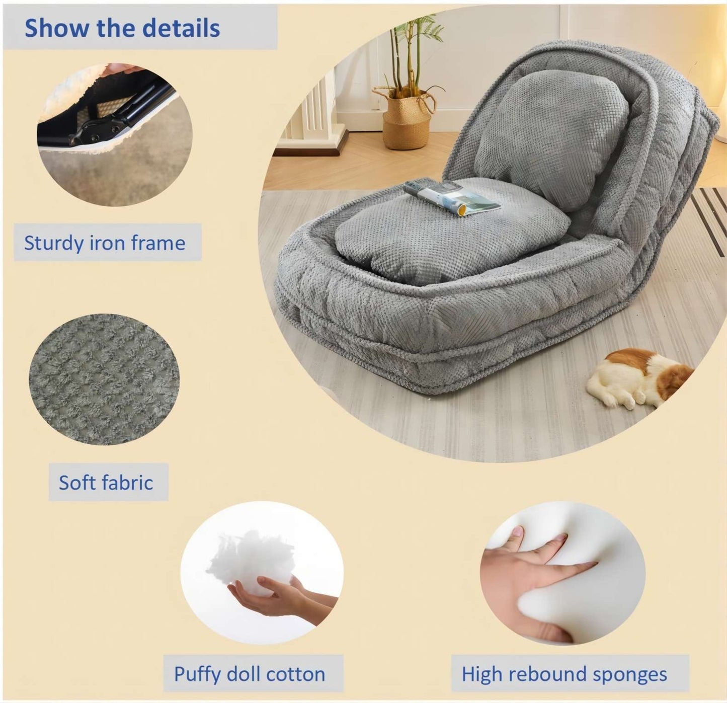 VIDEO Provided Human Dog Bed ,Lazy Sofa Couch ,5 Adjustable Position,sit,sleep,fold,suit To Put In