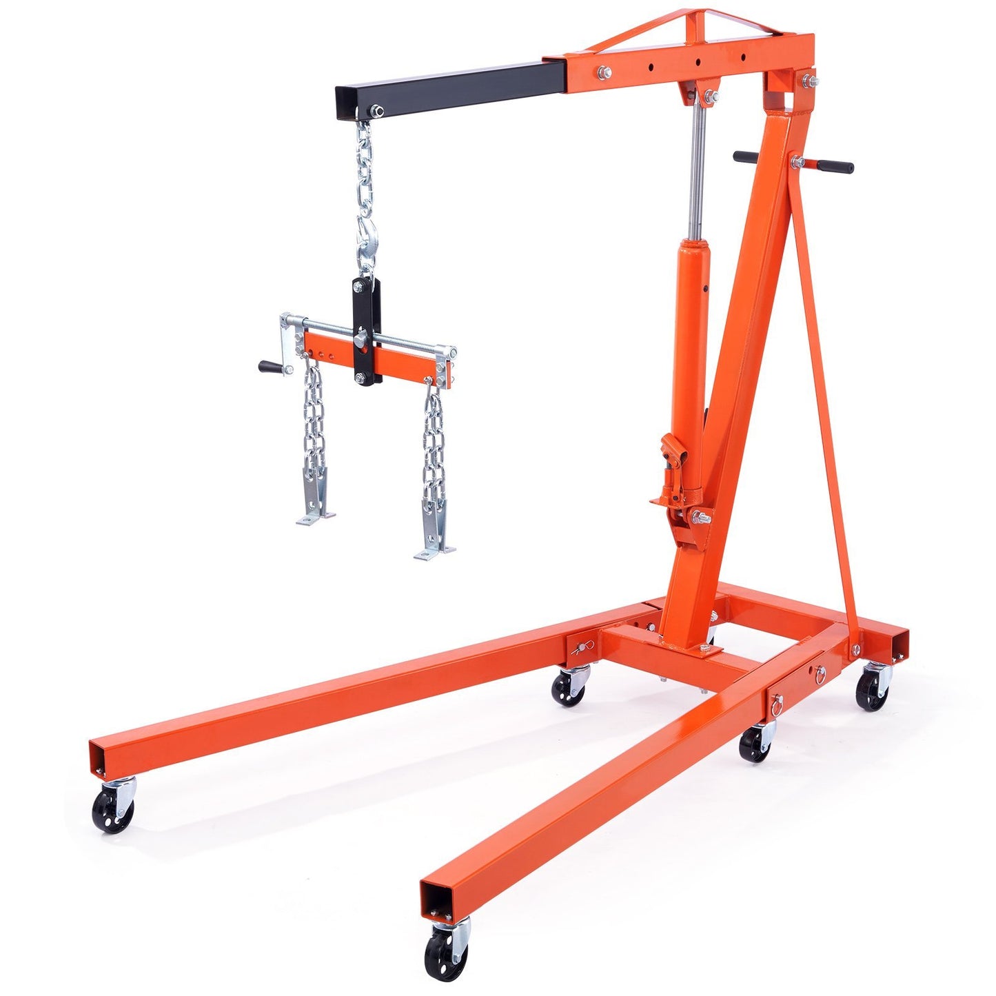 Hydraulic Engine Hoist With Lever, 2 Ton 4400 LBS Heavy-duty Cherry Picker Shop Crane, Foldable Engine Crane And Engine Hoist Leveler For Auto Repair, Motors, Weights Lifting, Loading