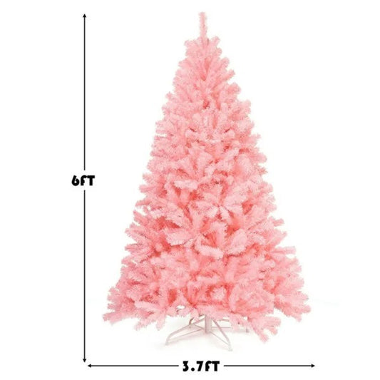 6ft Pink Christmas Tree - 1036 Flourishing Branch Tips For Dreamy Festive Ambiance