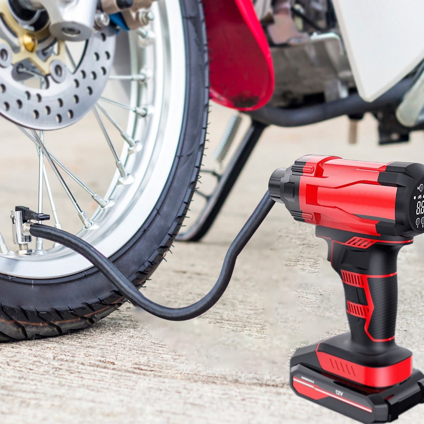 1Pc 150PSI Cordless Car Tire Inflator Rechargeable 2V Portable Electric Air Compressor With LED Light For Car Bike Motorcycle Ball