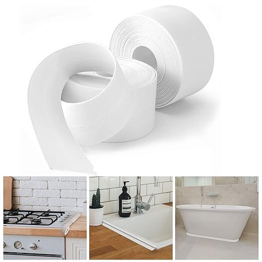 Bath & Kitchen Caulk Tape Sealant Strip, PVC Self-Adhesive Tub & Wall Sealing Tape, Shower Tile Sealer -2PCS-Selling On Temu Is Prohibited