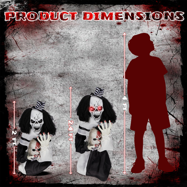1.8ft Halloween Decoration Scary Clown, Sound-Actived Party Decor With Creepy Sound , Scary Haunted House Props For Indoor Party Home Table Garden Yard Lawn