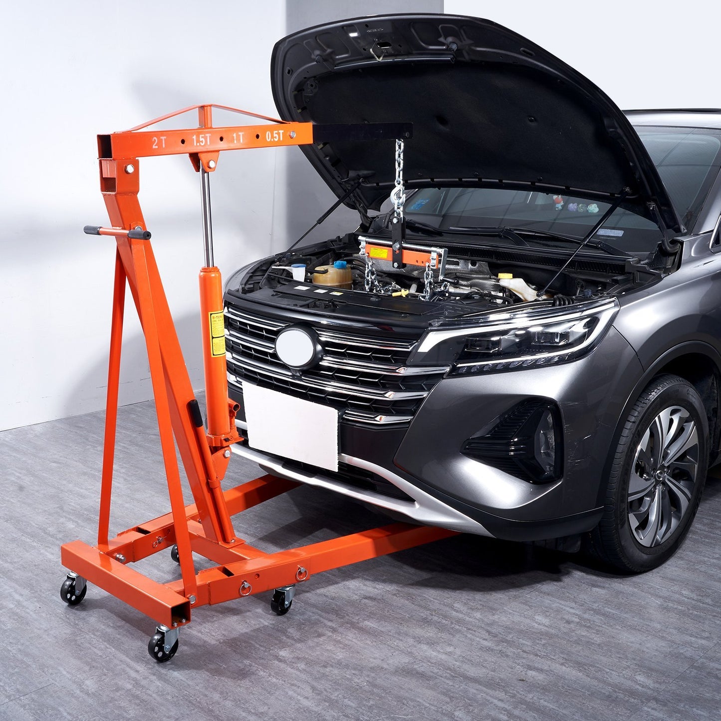 VEVOR Hydraulic Engine Hoist With Lever, 2 Ton 4400 LBS Heavy-duty Cherry Picker Shop Crane, Foldable Engine Crane And Engine Hoist Leveler For Auto Repair, Motors, Weights Lifting, Loading