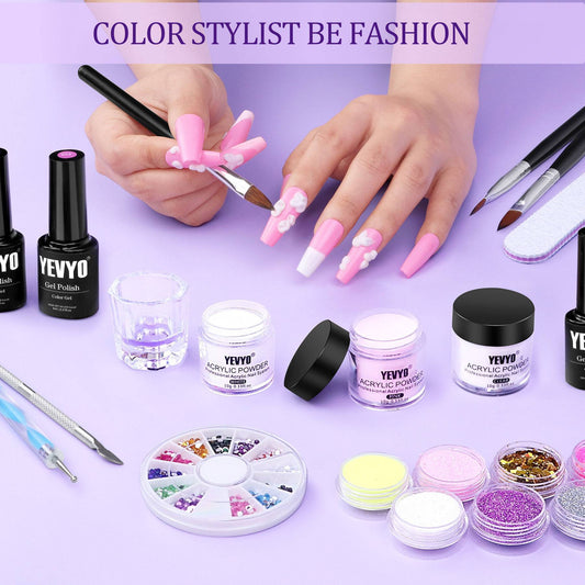 Acrylic Nail Kit W UV Light,w 24 Glitter Colors Acrylic Powder Monomer Liquid