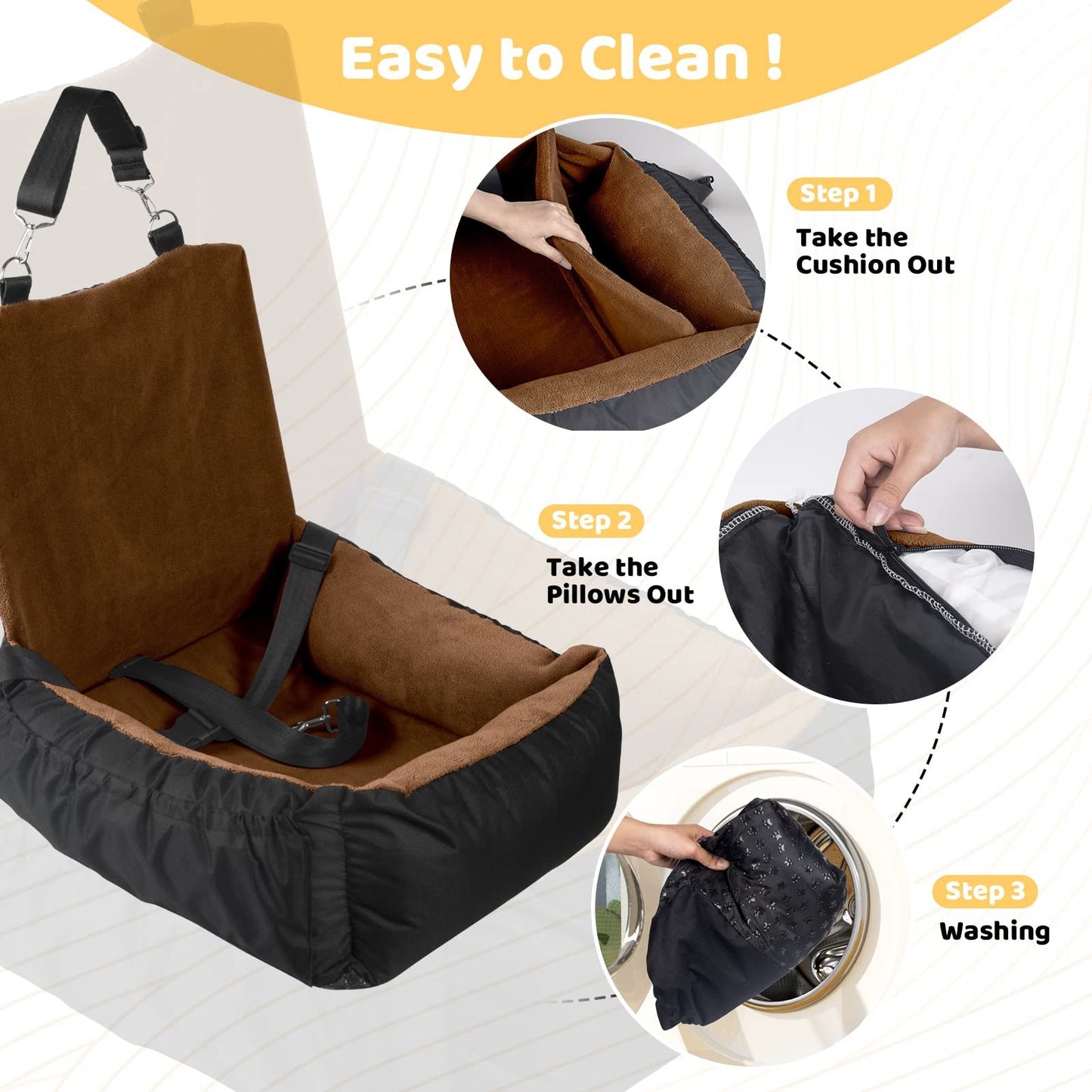 Pet Car Seat Brown Single Seat