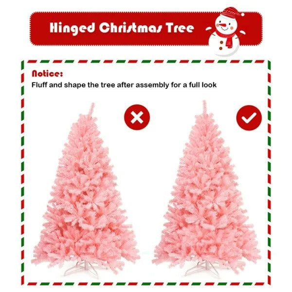 6ft Pink Christmas Tree - 1036 Flourishing Branch Tips For Dreamy Festive Ambiance