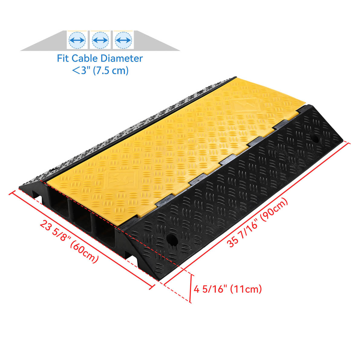 Cable Ramp Rubber Hose Protector 3 Channel for 3" Cables