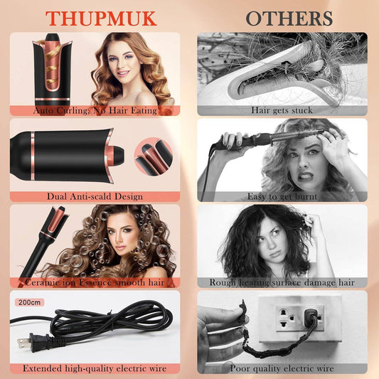 Automatic Curling Iron, Ceramic Ionic Auto-Rotating Hair Curling Wand