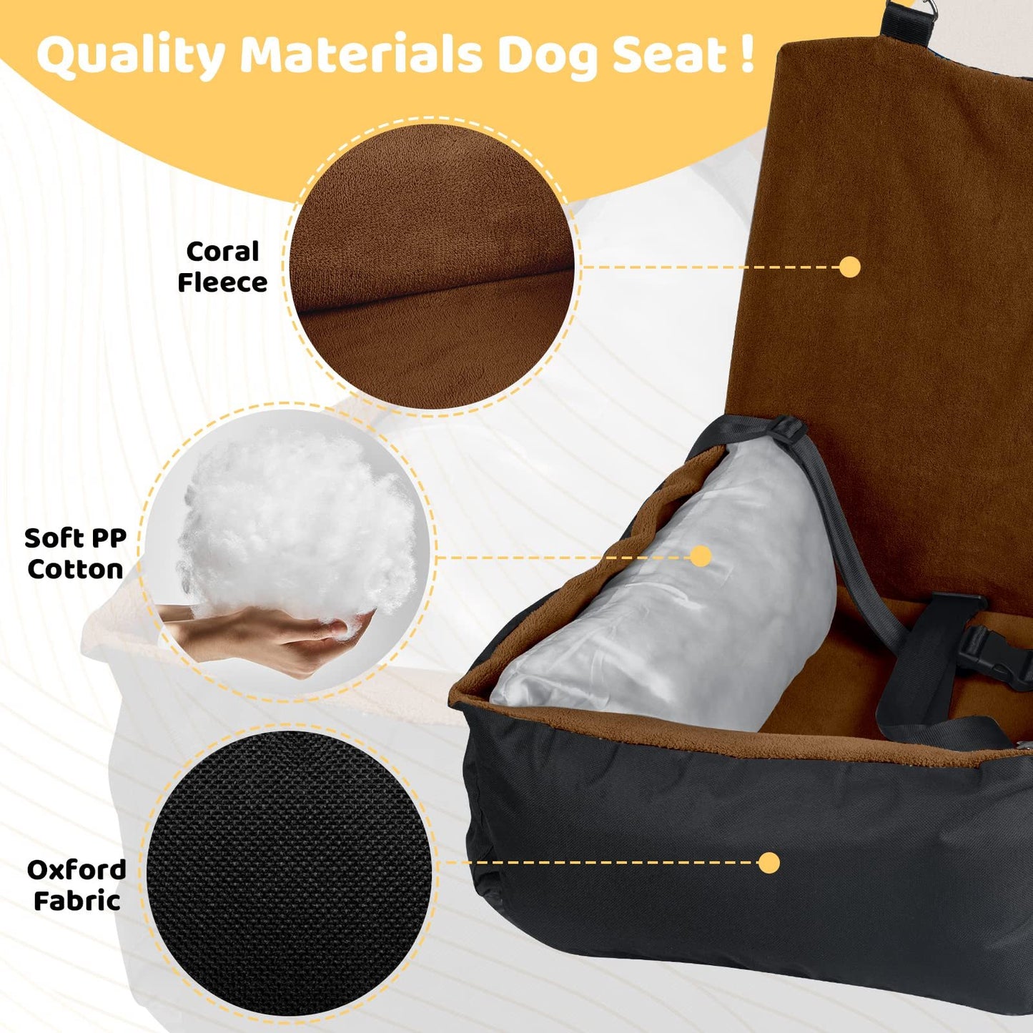 Pet Car Seat Brown Single Seat