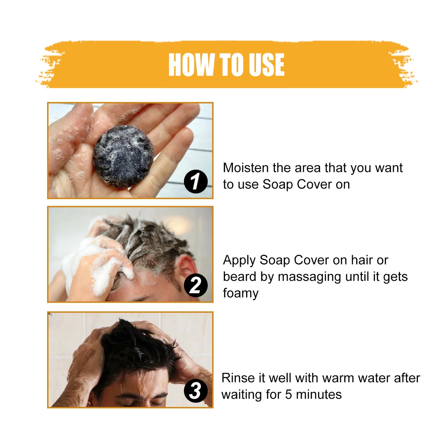 Men's Shampoo Soap - Cleansing Hair, Nourishing, Moisturizing, Dark Hair, Shiny Hair Care Men's Shampoo Soap