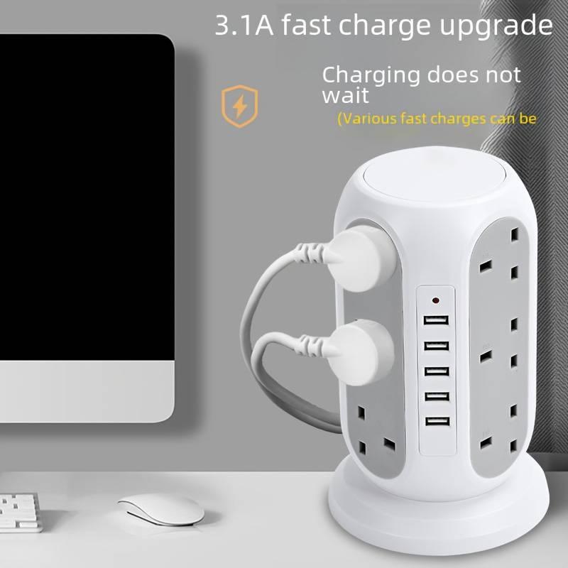 Home Multifunctional Five-hole USB Fast Charging Socket With Wire American Standard Plug, With Overload Protection Function