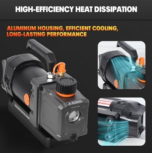 Cordless 2.5CFM Vacuum Pump Kit Compatible With De Walt 20V Max Battery, 80W Single Stage, Battery Powered By 4.0ah Battery, 220ml Oil Bottle, Automotive HVAC Vacuum Pump, R134a, R410a, R22