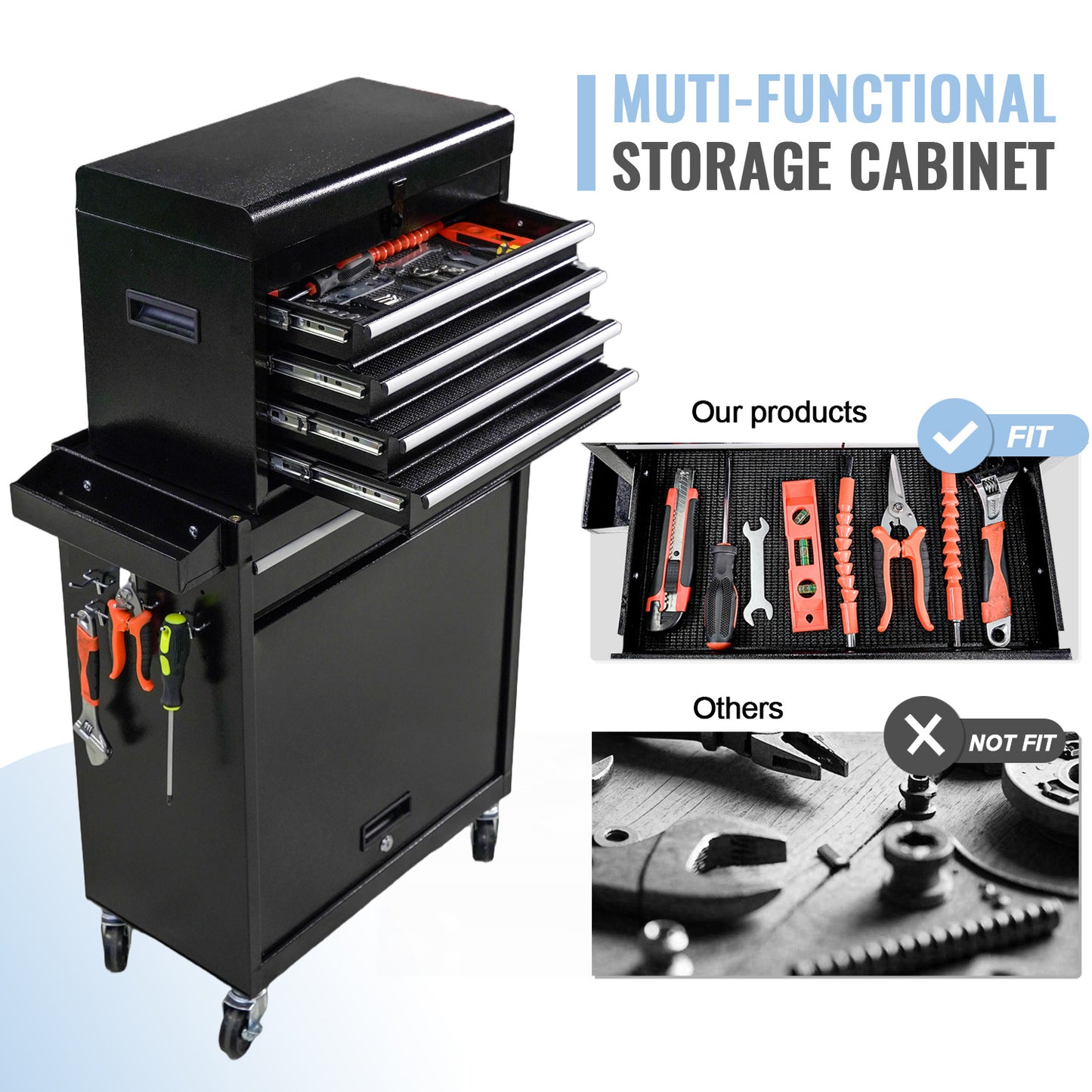 Auto Repair Tool Cart, Combination Cart Tool Box, Mobile Iron Tool Cabinet For Workshop-It Is Forbidden To Sell On The Temu Platform