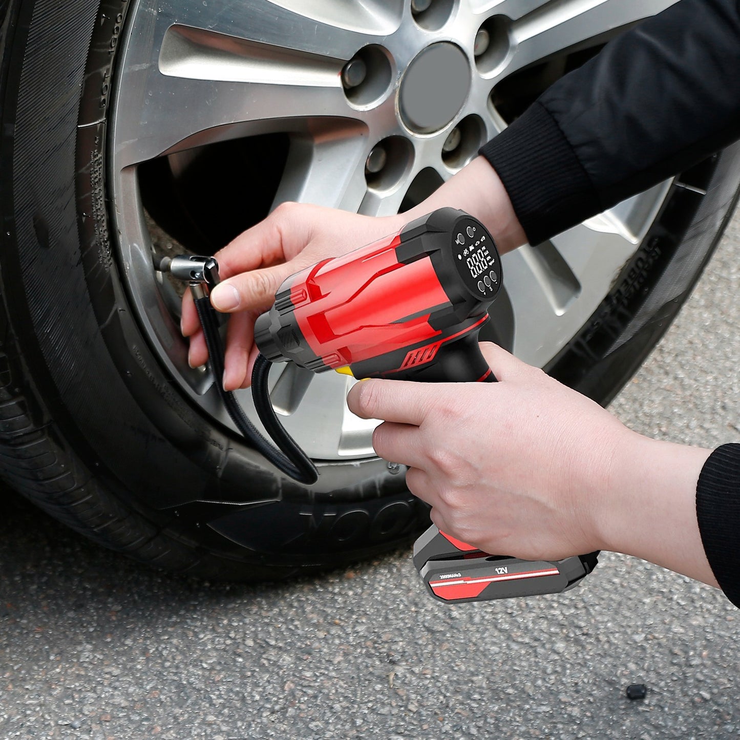 1Pc 150PSI Cordless Car Tire Inflator Rechargeable 2V Portable Electric Air Compressor With LED Light For Car Bike Motorcycle Ball
