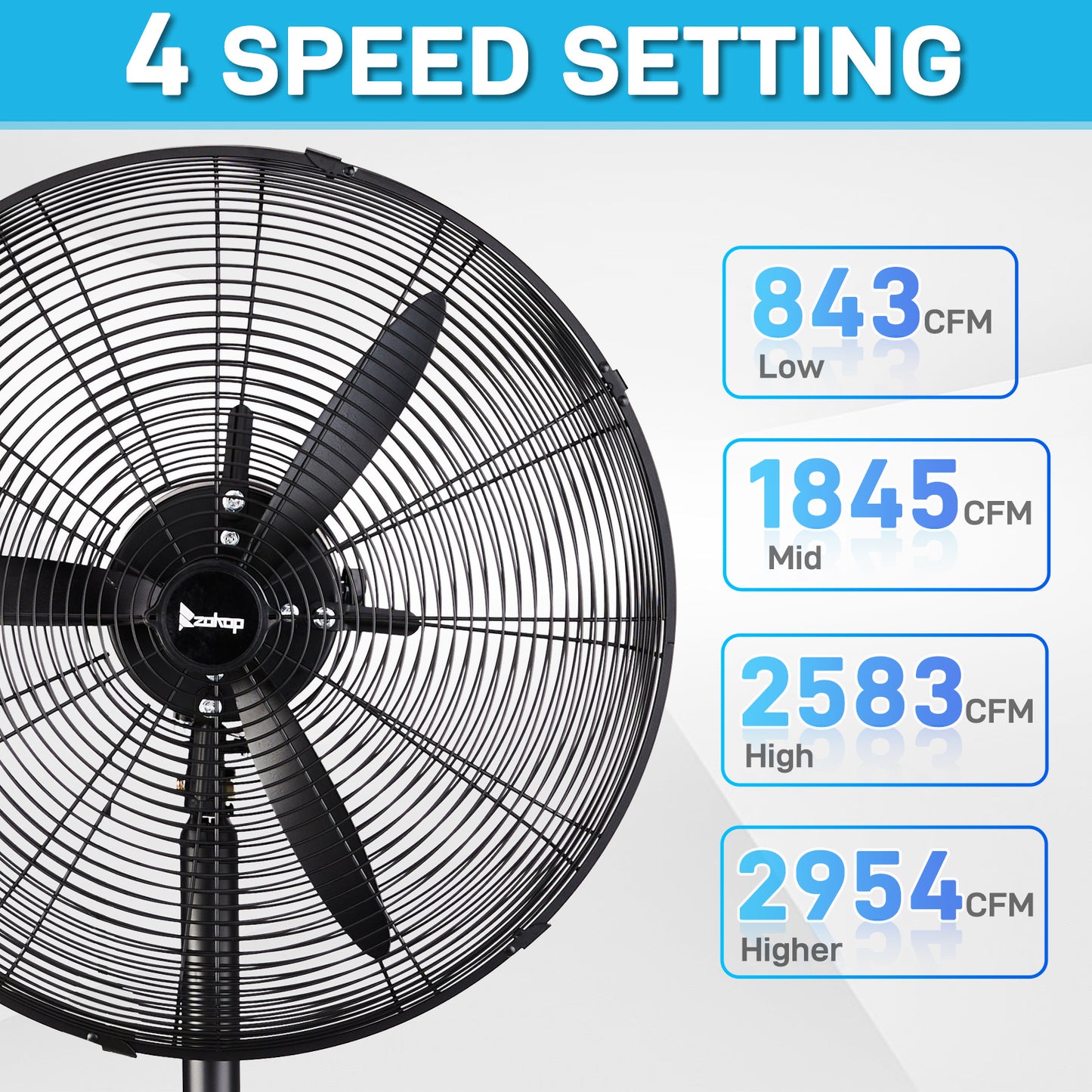 US MFJ-E50 Electric Fan, 20 Inches, Three-leaf Aluminum Fan, Industrial Floor Fan
