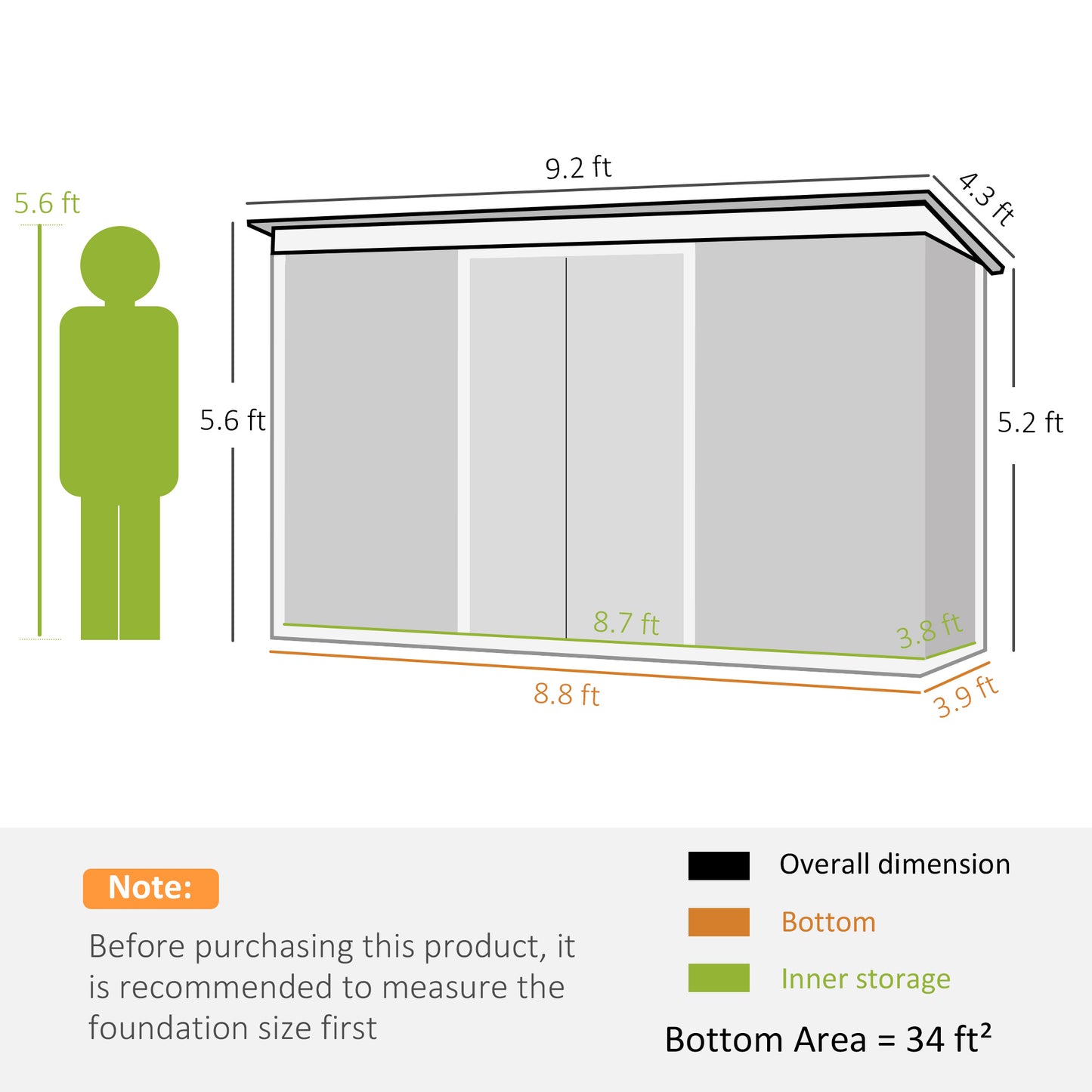 9 X 4.5 X 5.5 Outdoor Rust-Resistant Metal Garden, Vented Storage Shed With Spacious Layout & Durable Construction For Garden, Gray