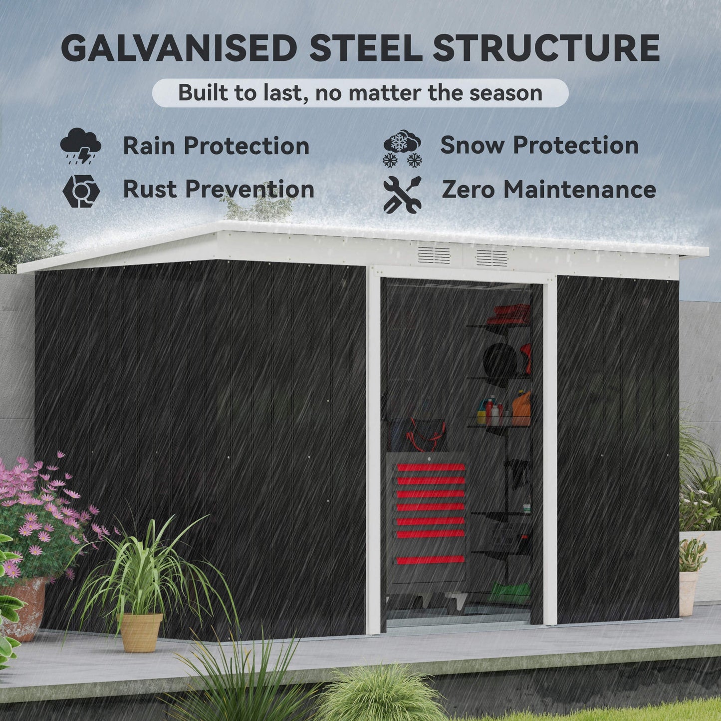 9 X 4.5 X 5.5 Outdoor Rust-Resistant Metal Garden, Vented Storage Shed With Spacious Layout & Durable Construction For Garden, Gray