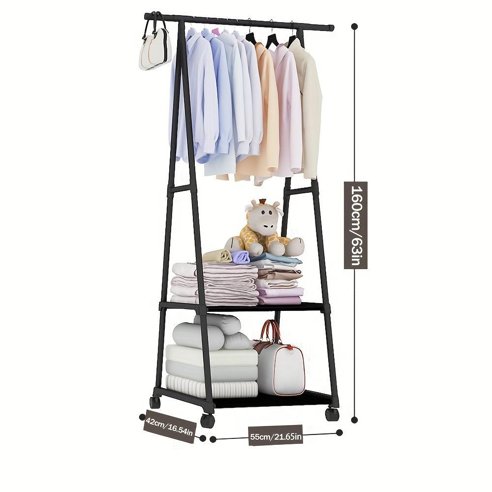 Multifunctional Metal Clothes Drying Rack With Edge, Home Kitchen Wardrobe Independent Triangle Movable Multi-layer Storage Rack