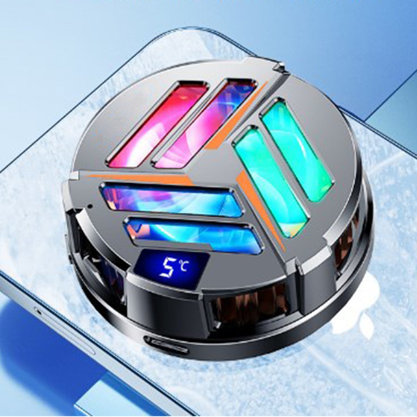 Cell Phone Cooler Magnetic Absorption Semiconductor Cooling Fan Mobile Phone Radiator Digital Display for Playing Games Live Streaming