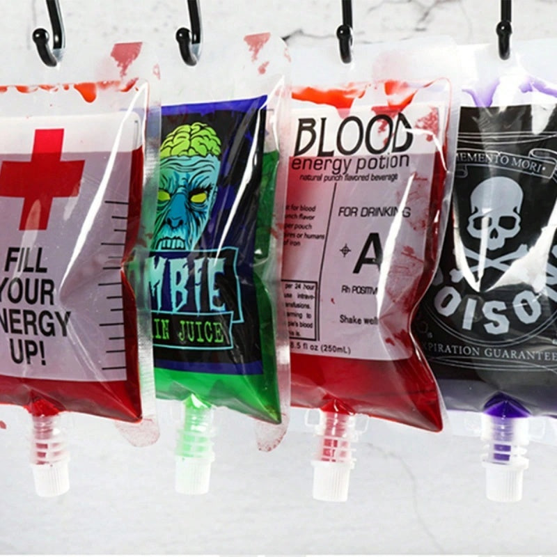 21-pack Halloween Blood Drink Bags, Reusable Blood Cup Containers With Funnels, Reusable Drink Containers For 'blood' Drinks At Themed Parties