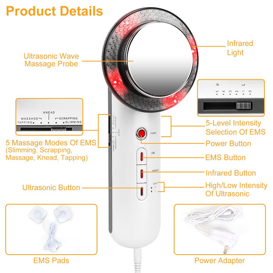 1Pc Ultrasonic Body Shaping Machine 3 In 1 Multifunctional EMS Infrared Massager Fat Remover For Belly Waist Leg Arm Skincare