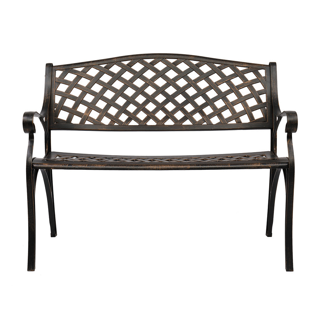 40.5-inch Outdoor Cast Aluminum Bench With Mesh Belt