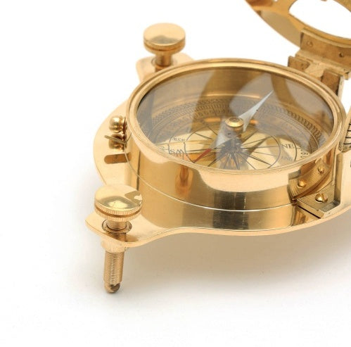 Vintage Collectible Brass Sundial Campass-Golden