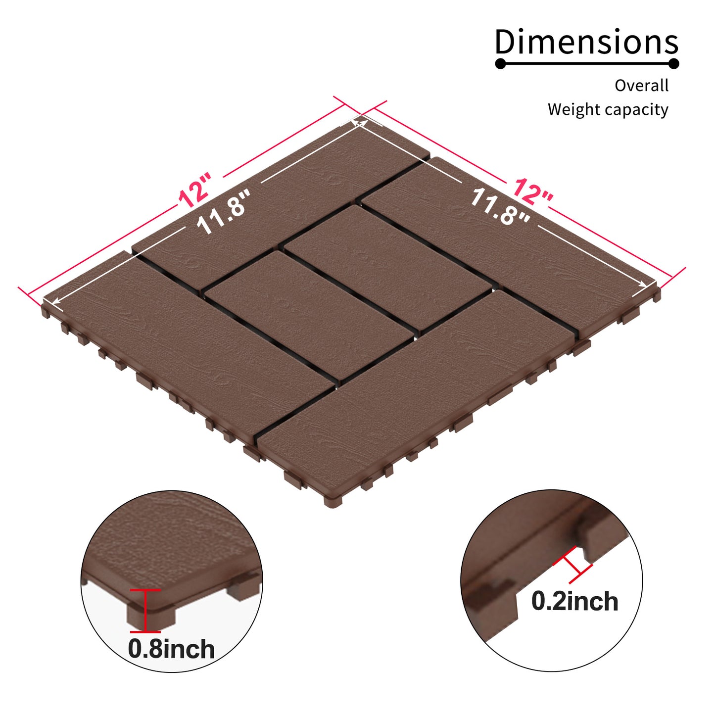 Waterproof, Wear-resistant, DIY Assembly, Garden, Courtyard, Balcony,plastic Flooring-Z-shaped Small Six-It Is Forbidden To Sell On The Temu Platform