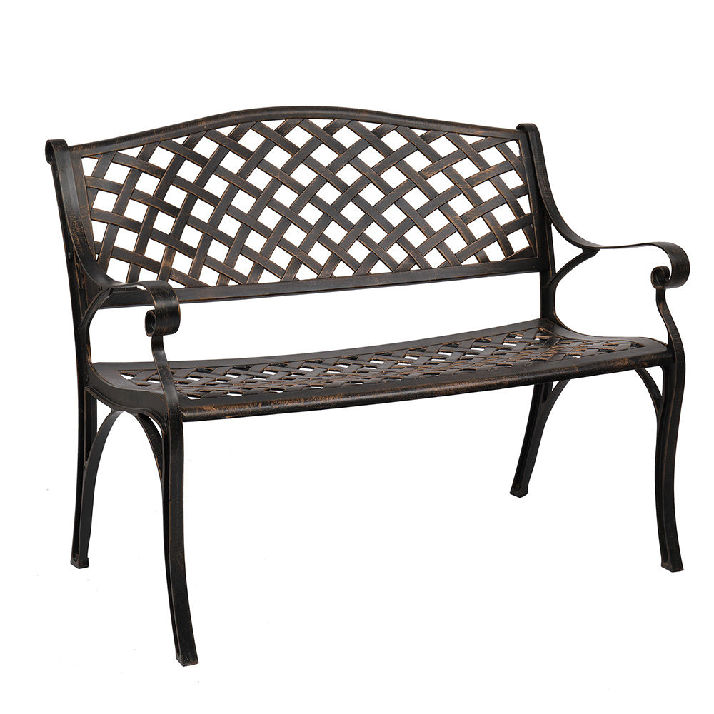 40.5-inch Outdoor Cast Aluminum Bench With Mesh Belt