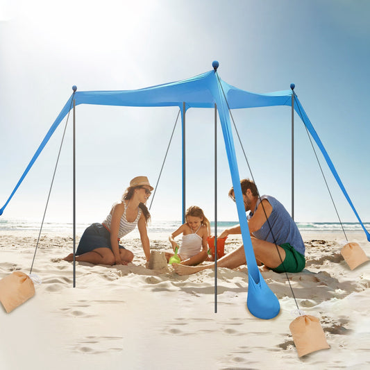 1Pc 5-8 Person Beach Tent Sun Shelter Canopy 10x10x6.6ft With Sandbag Foldable Poles Carry Bag UPF50 For Camping Trip Fishing Picnic Fedex Shipping
