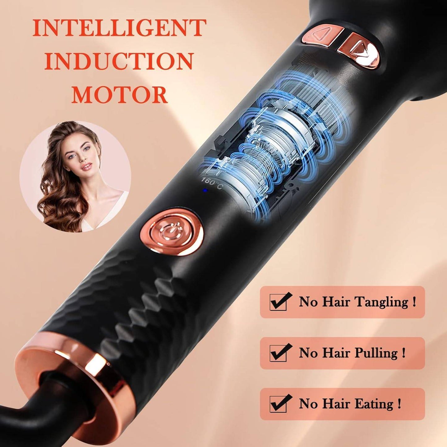 Automatic Curling Iron, Ceramic Ionic Auto-Rotating Hair Curling Wand