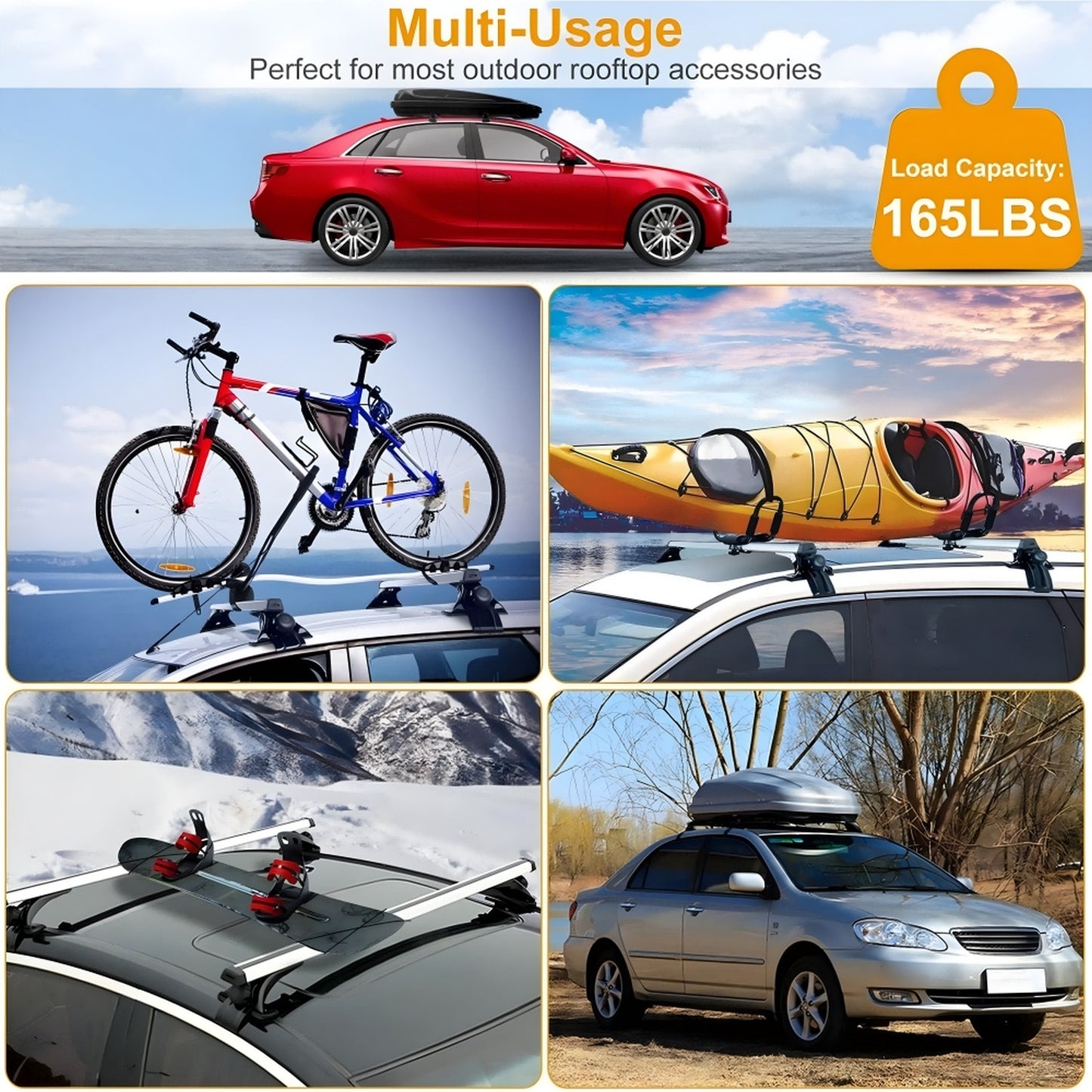 47.24 Inch Universal Roof Luggage Rack Crossbar Cargo Transport Vehicle Aluminum Crossbar Rack, Suitable For Most Trucks Without Roof Rails, Not Shipped On Weekends, Prohibited From Sale On Amazon