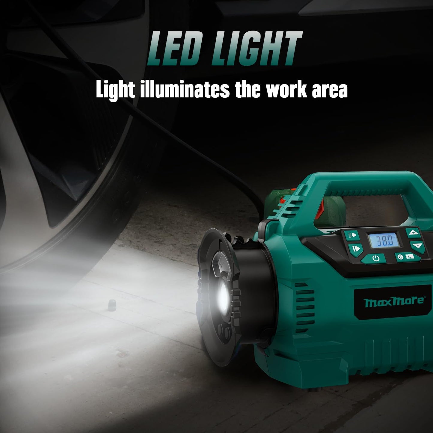 Cordless Tire Inflator Compatible With Makita 18V Battery, 160 PSI Portable High Pressure Air Compressor With 1 X 18V 2.0Ah Battery And Fast Charging Charger, Digital Meter, Auto Shut-Off, LED Light