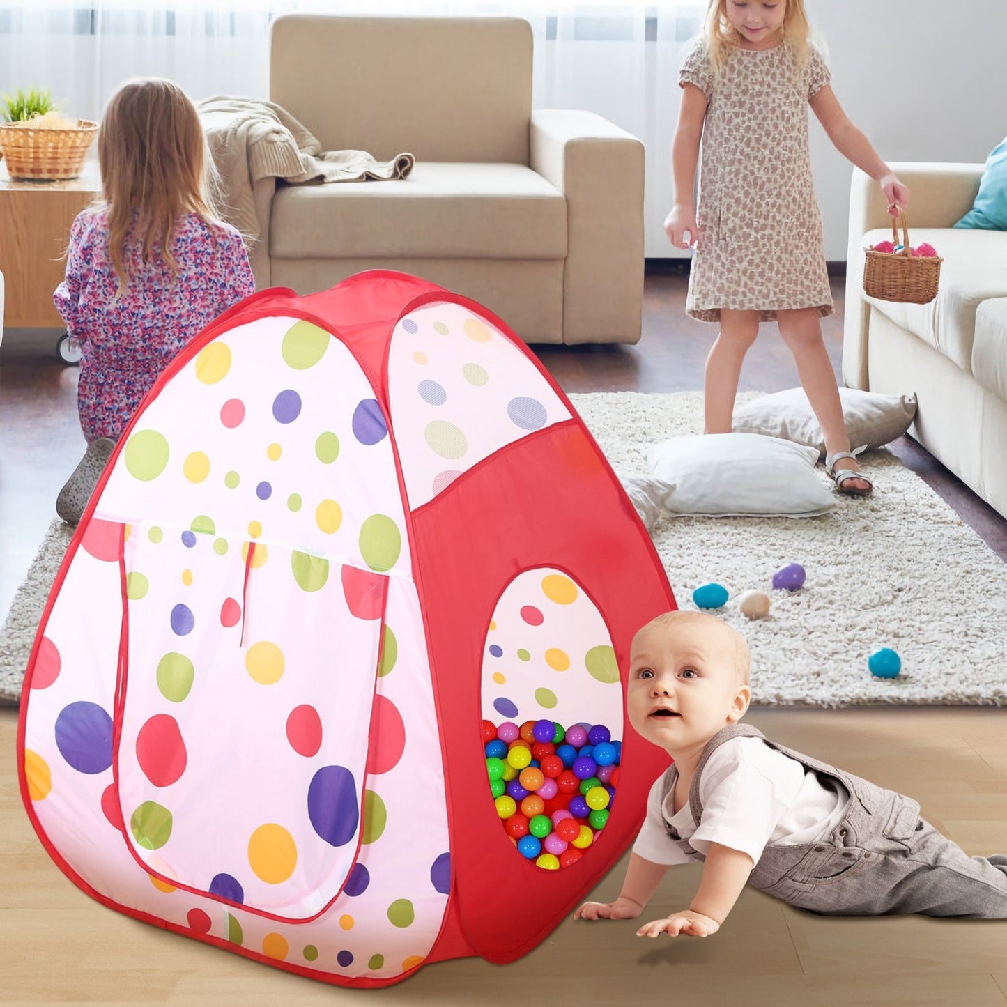 1Pc 3 In 1 Child Crawl Tunnel Tent Kids Play Tent With Storage Bag For Indoor Outdoor Travel Balls Not Included