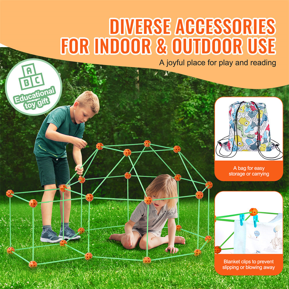 VEVOR Tent Fort Building Kit For Kid Glow In The Dark STEM Construction Toy 140P