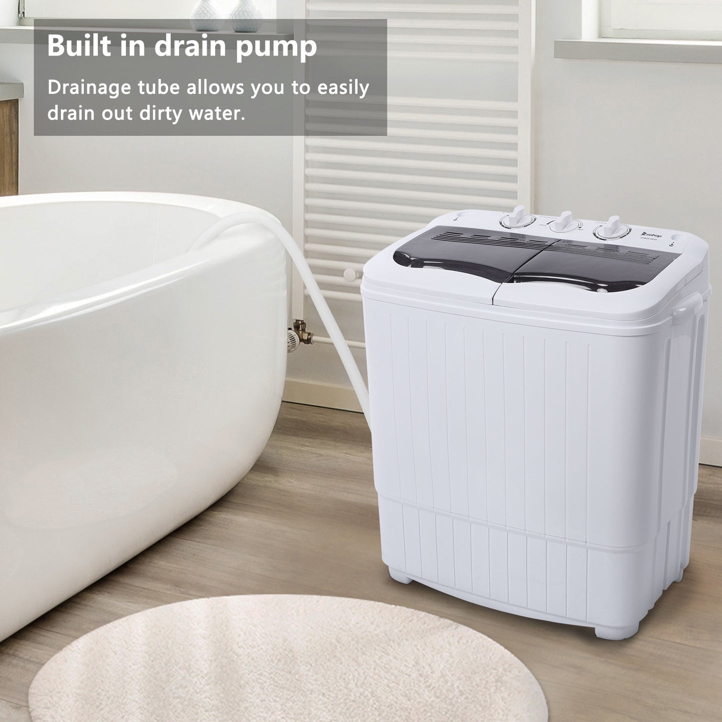 US XPB35-ZK35 14.3 Lb Washing Machine, Double Drum With Drain Pump, Plastic, Semi-Automatic
