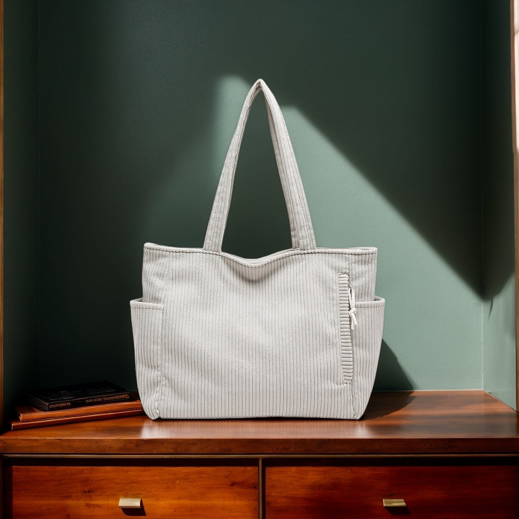 Simple Corduroy Commuter Shoulder Bag Female New Large Capacity Student Commuting To Class Messenger Bag Texture Female Bag