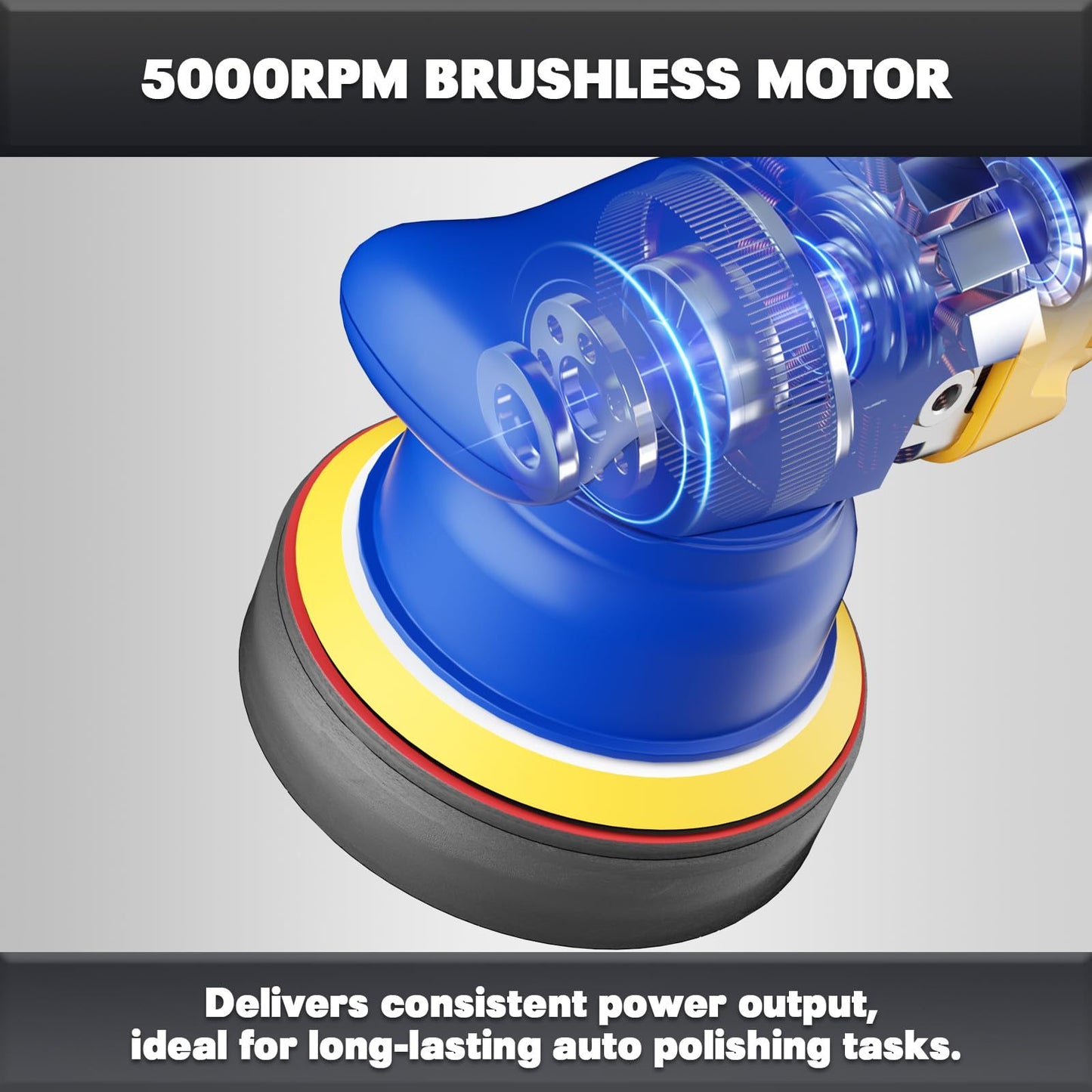 MaxMore 5 Inch Car Buffer Polisher Compatible With DE Walt 20V MAX Battery, 6-Speed Variable Speed Cordless Track Random Waxer, Dual Acting, 5,000RPM Brushless, Detachable Handle For Polishing Details